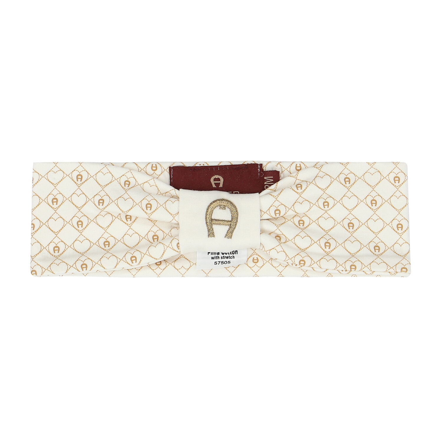 Baby Girls Ivory & Gold Logo Headband, 1, hi-res