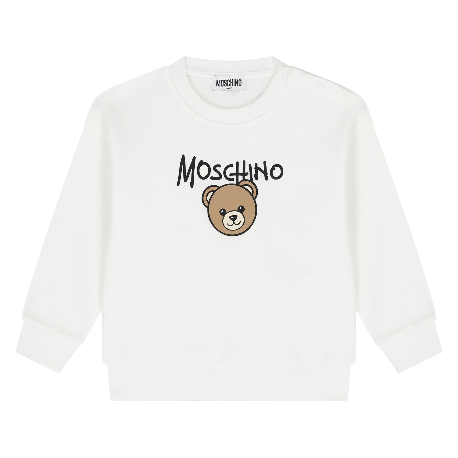 Younger White Teddy Bear Logo Sweatshirt, 1, hi-res