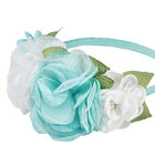 Girls Turquoise Flower Headband, 3, hi-res