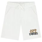 Boys White Teddy Bear Logo Shorts, 1, hi-res