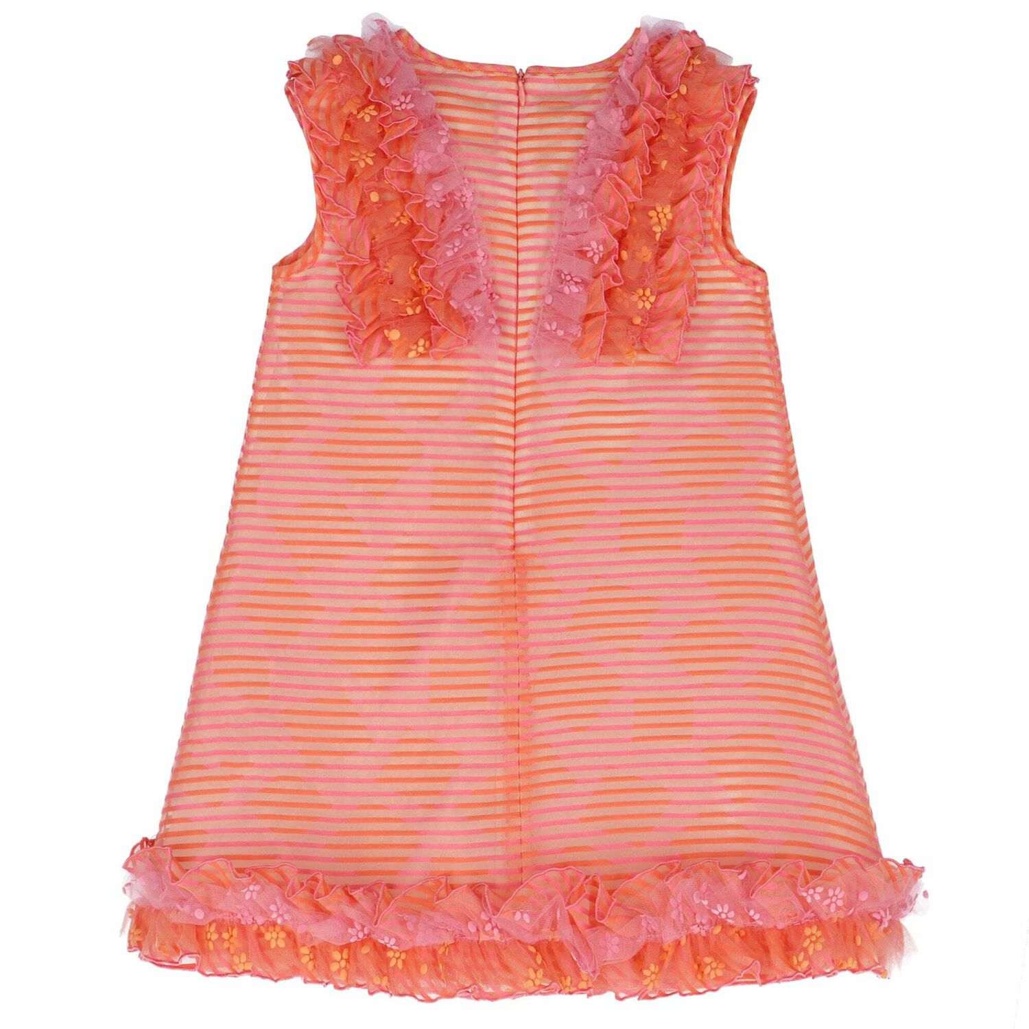 Girls Orange Stripe Dress, 1, hi-res image number null