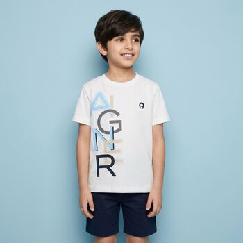 Younger Boys White Logo T-Shirt