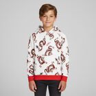 Boys Ivory & Red Dragons Hooded Top, 1, hi-res