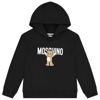 Black Teddy Bear Logo Hooded Top