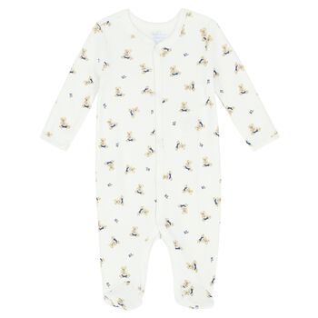 Baby Boys White Printed Babygrow