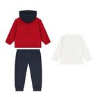 Younger Boys Ivory, Red & Navy Blue Teddy Bear Tracksuit Set (3 Piece), 3, hi-res