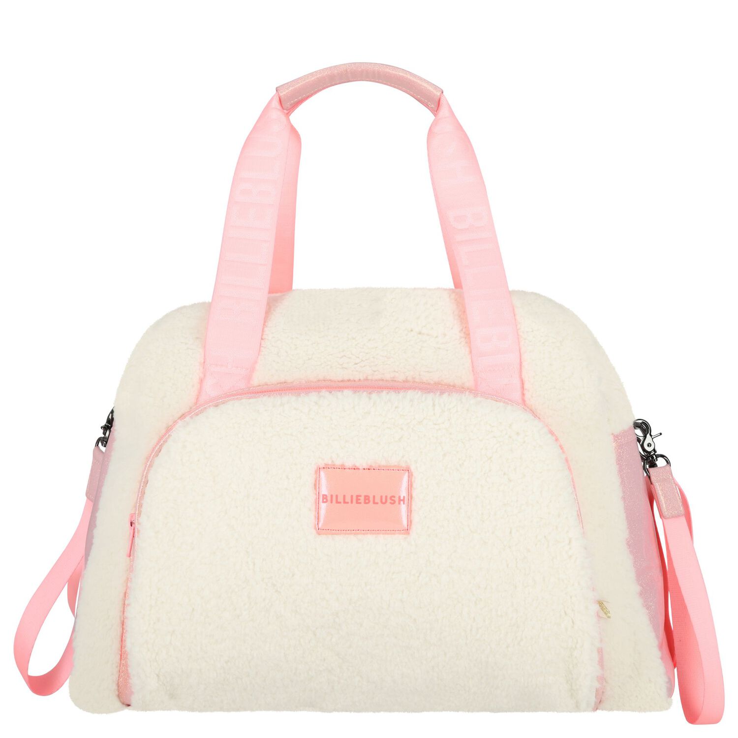Baby Girls Ivory & Pink Sherpa Fleece Changing Bag, 1, hi-res
