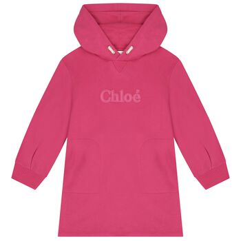 Girls Pink Logo Hooded Dress