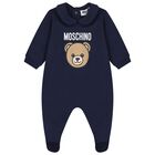 Navy Blue Teddy Bear Logo Babygrow, 5, hi-res