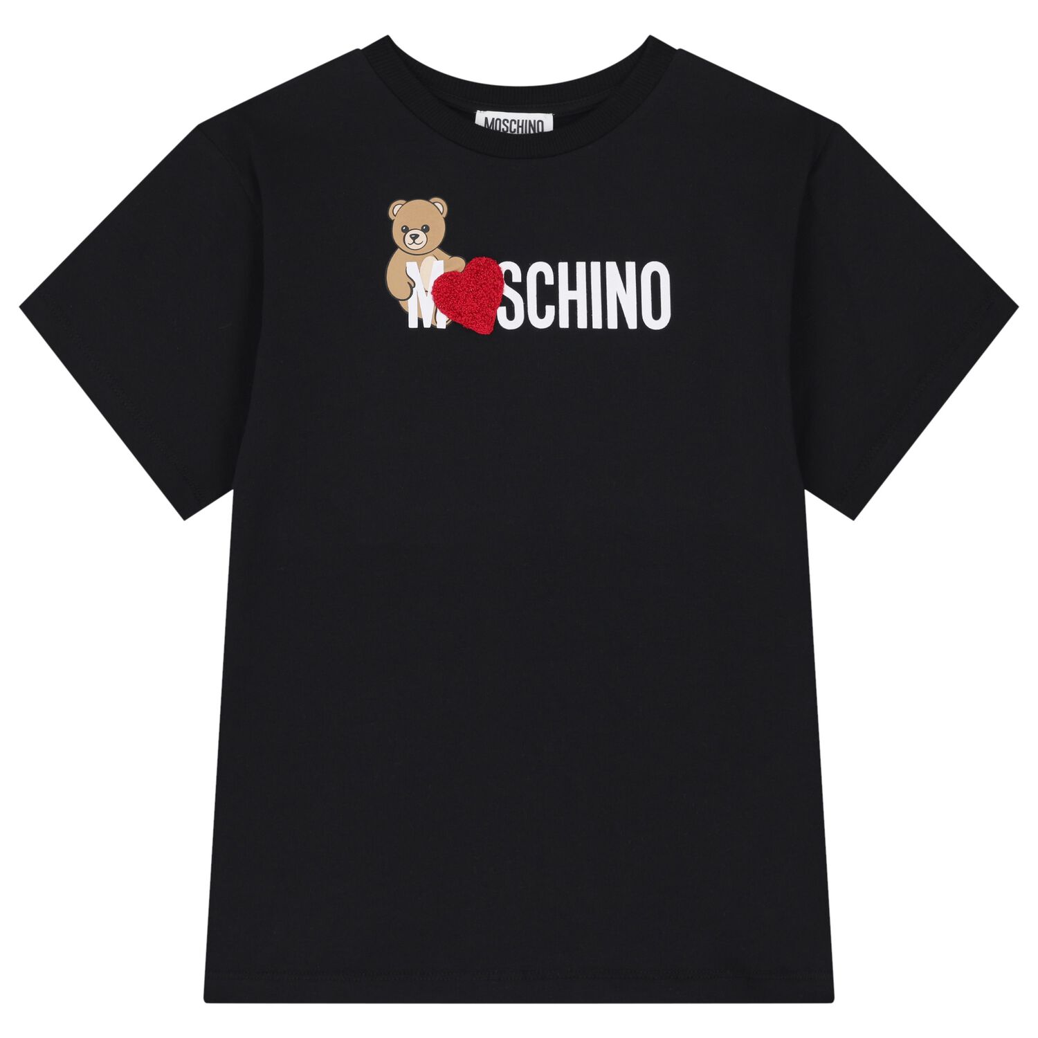 Girls Black Teddy Bear Logo T-Shirt, 4, hi-res