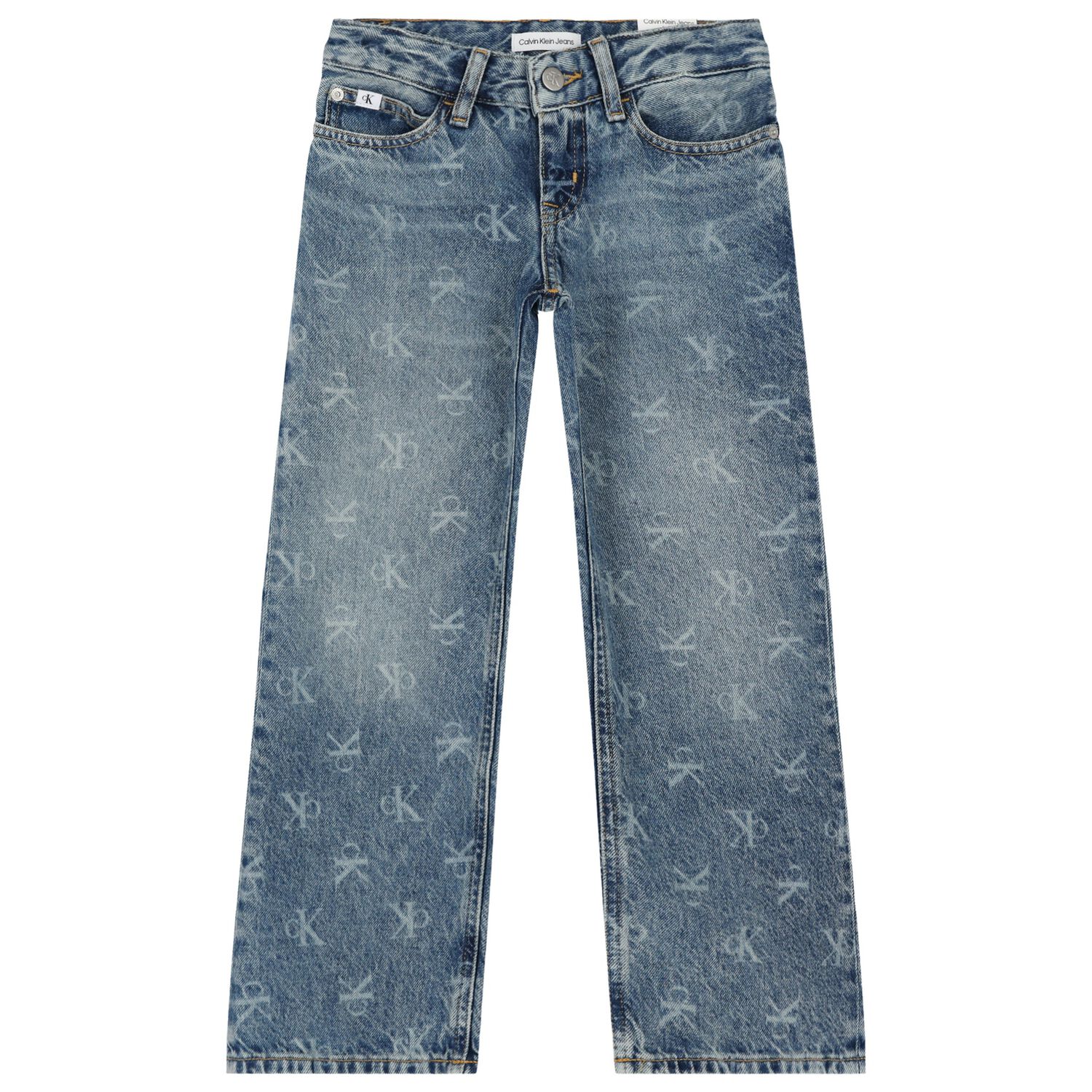 Girls Blue Logo Denim Jeans, 1, hi-res