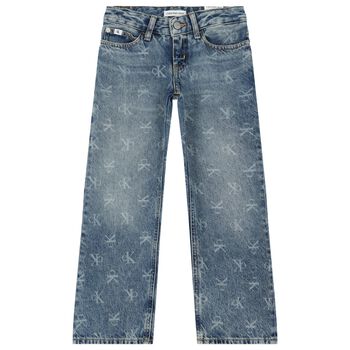 Girls Blue Logo Denim Jeans