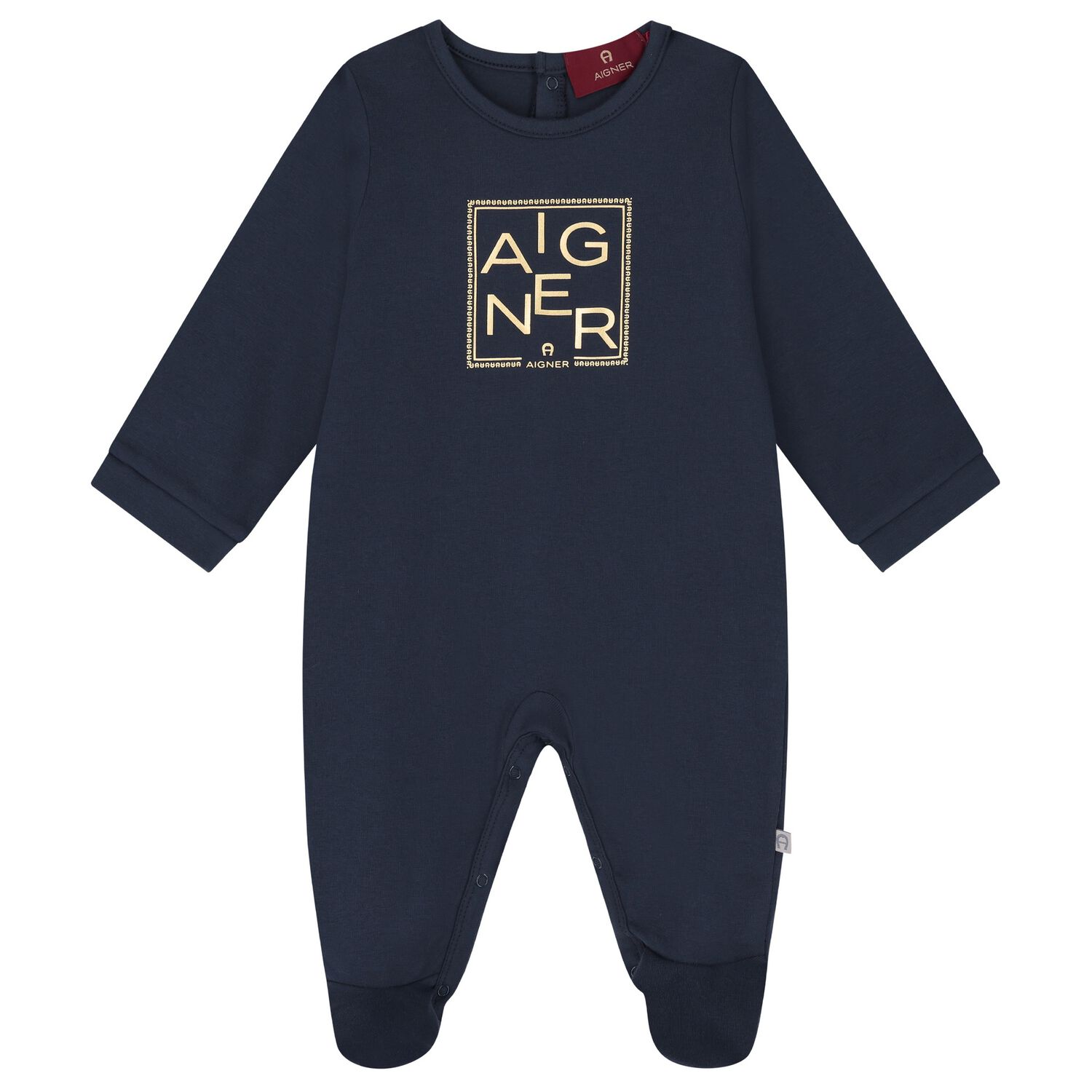 Baby Boys Navy Blue Logo Babygrow, 3, hi-res