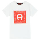 Boys White Logo T-Shirt, 3, hi-res
