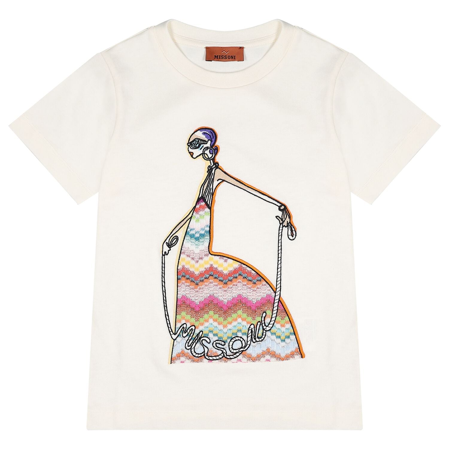 Girls Ivory Embroidered T-Shirt, 1, hi-res