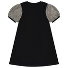 Girls Black & Gold Logo Dress, 1, hi-res