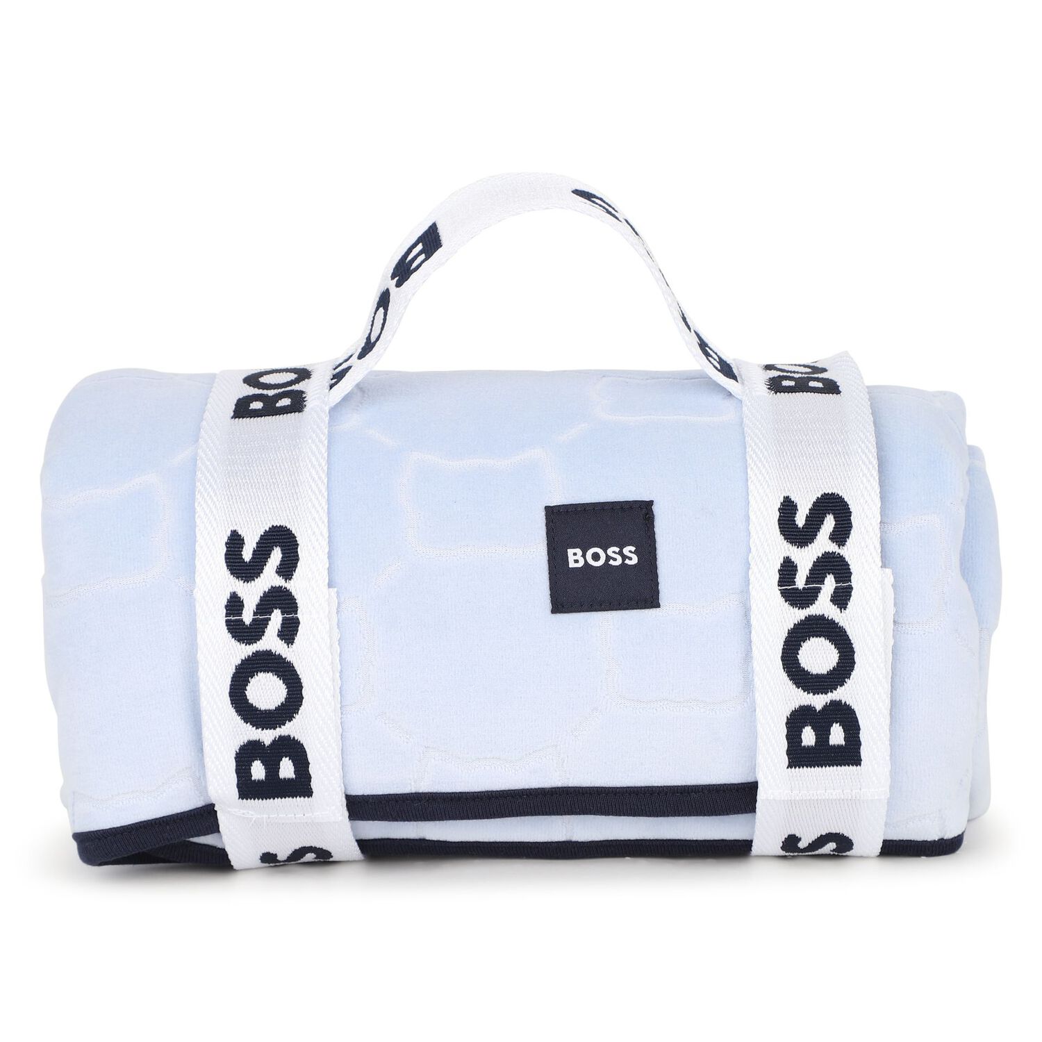Baby Boys Blue & White Logo Blanket, 1, hi-res