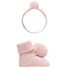 Baby Girls Pink Headband & Booties Gift Set, 2, hi-res