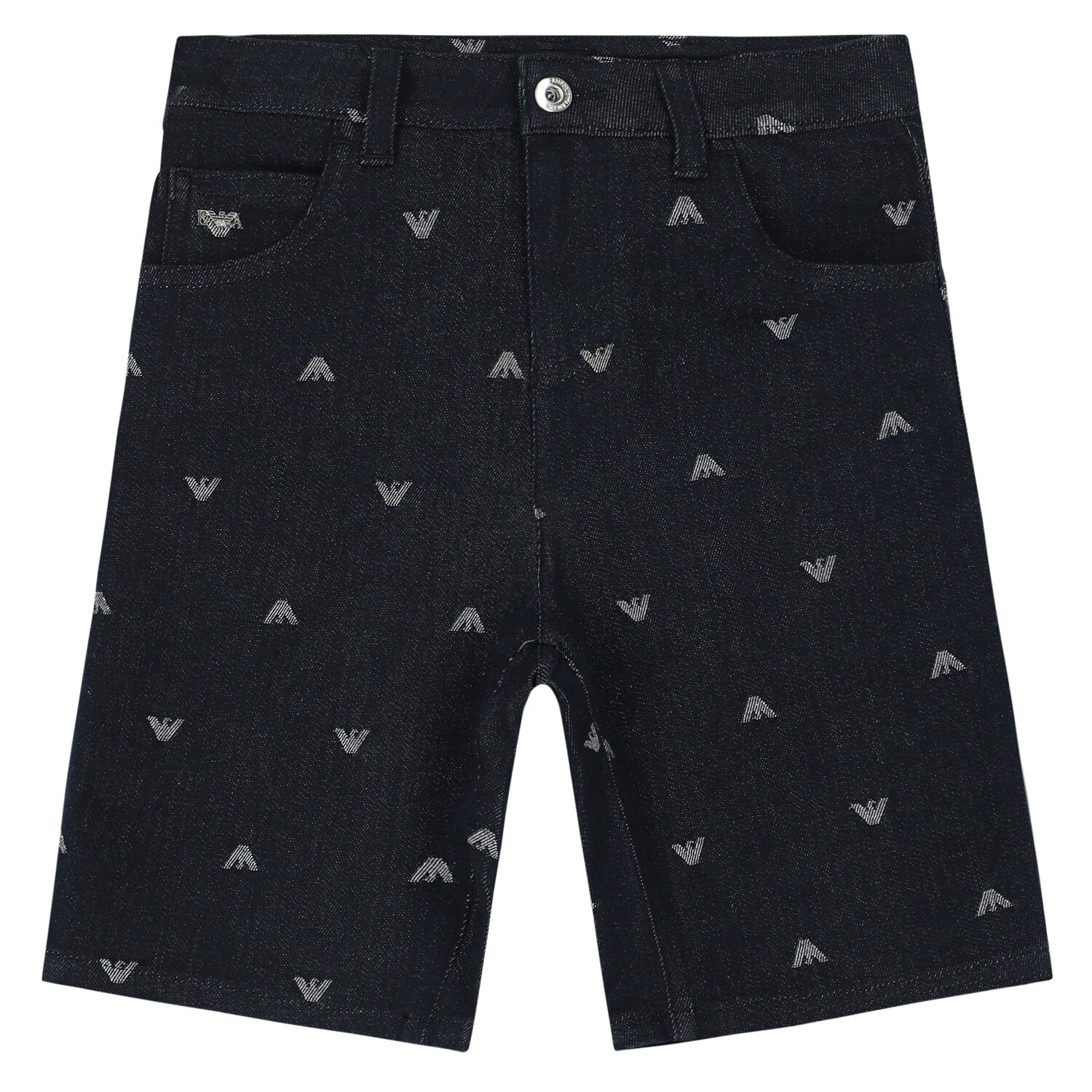 Boys Blue Logo Denim Shorts, 1, hi-res