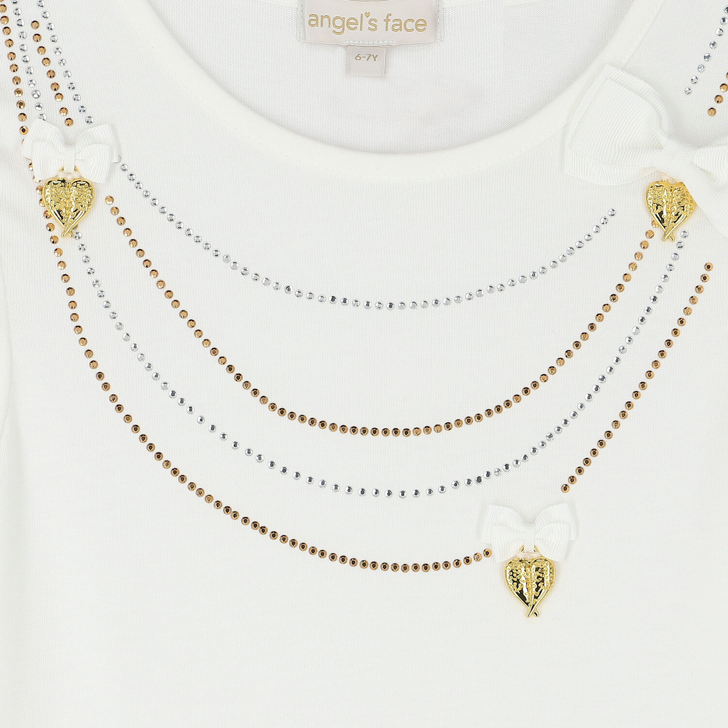 Girls White Necklace T-Shirt, 1, hi-res