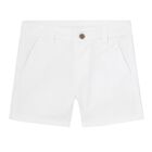 Younger Boys White Chino Shorts, 1, hi-res