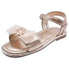 Girls Gold Leather Tulle Bow Sandal, 2, hi-res