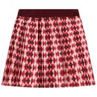Girls Burgundy & Pink Pleated Skirt, 1, hi-res