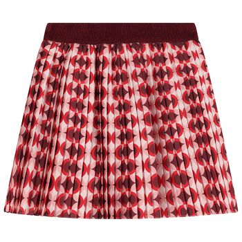 Girls Burgundy & Pink Pleated Skirt