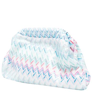 Girls Blue & White Embellished Logo Zig Zag Bag