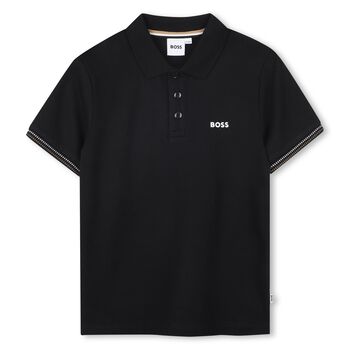 Boys Black Logo Polo Shirt