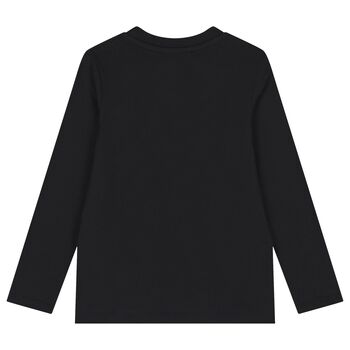 Black Teddy Bear Logo Long Sleeve Top
