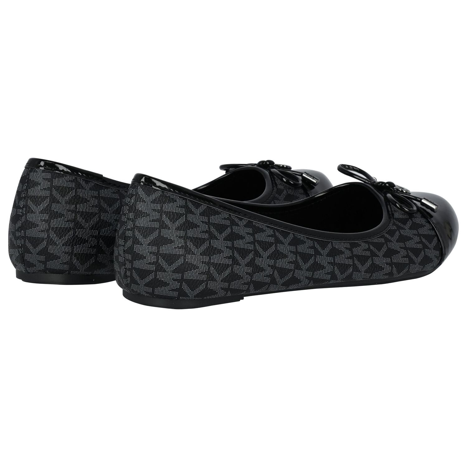 Girls Black Logo Ballerina Shoes, 2, hi-res