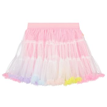 Girls White & Pink Tulle Skirt