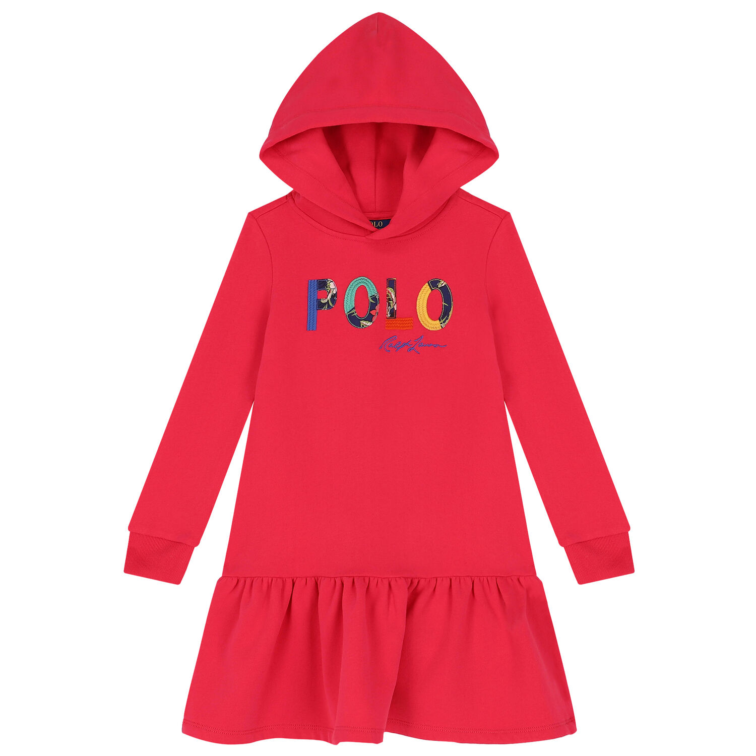 Girls Pink Logo Hooded Dress, 1, hi-res