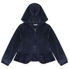 Girls Navy Blue Velour Tracksuit Set  ( 3 Piece ), 1, hi-res