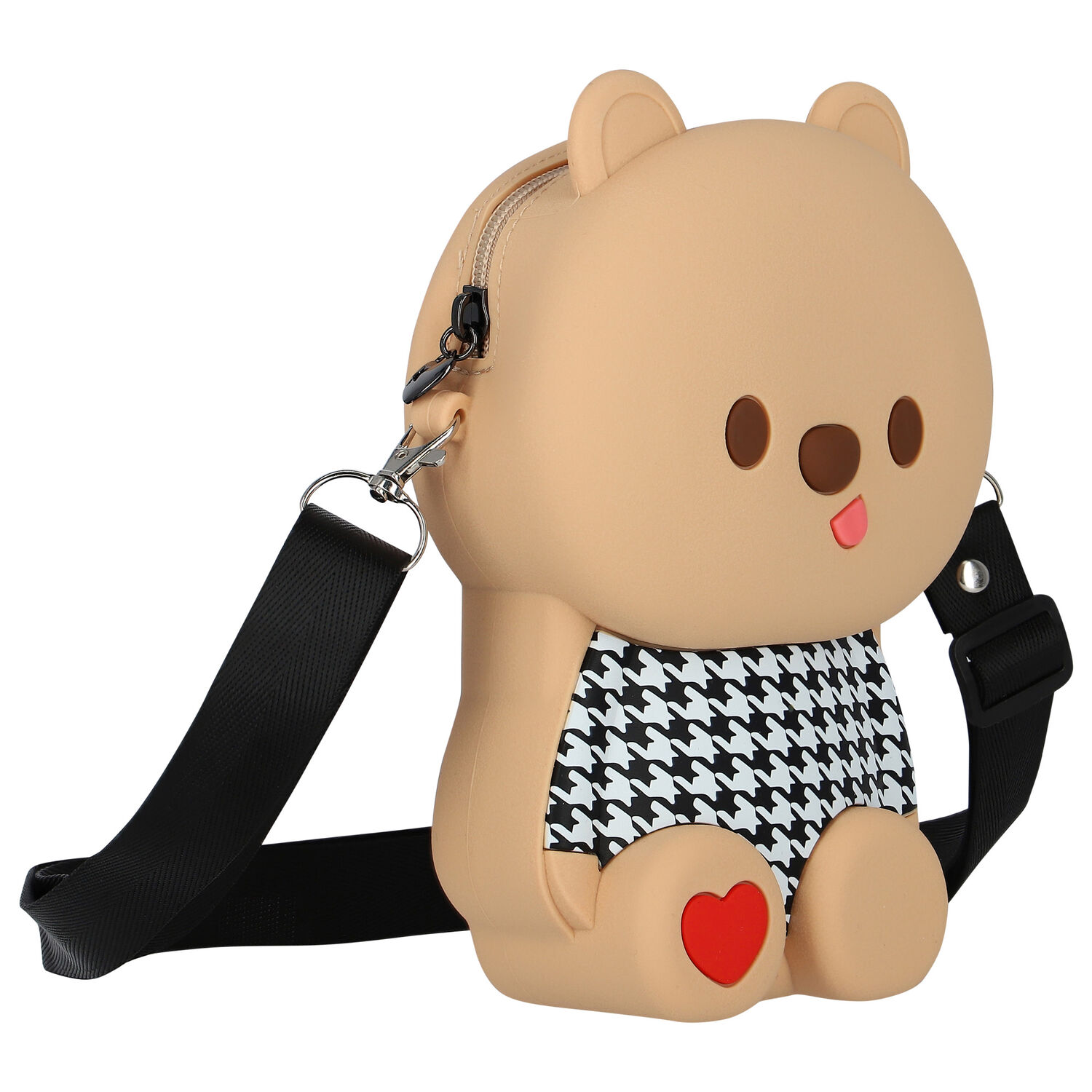 Girls Beige Teddy Bear Bag, 1, hi-res