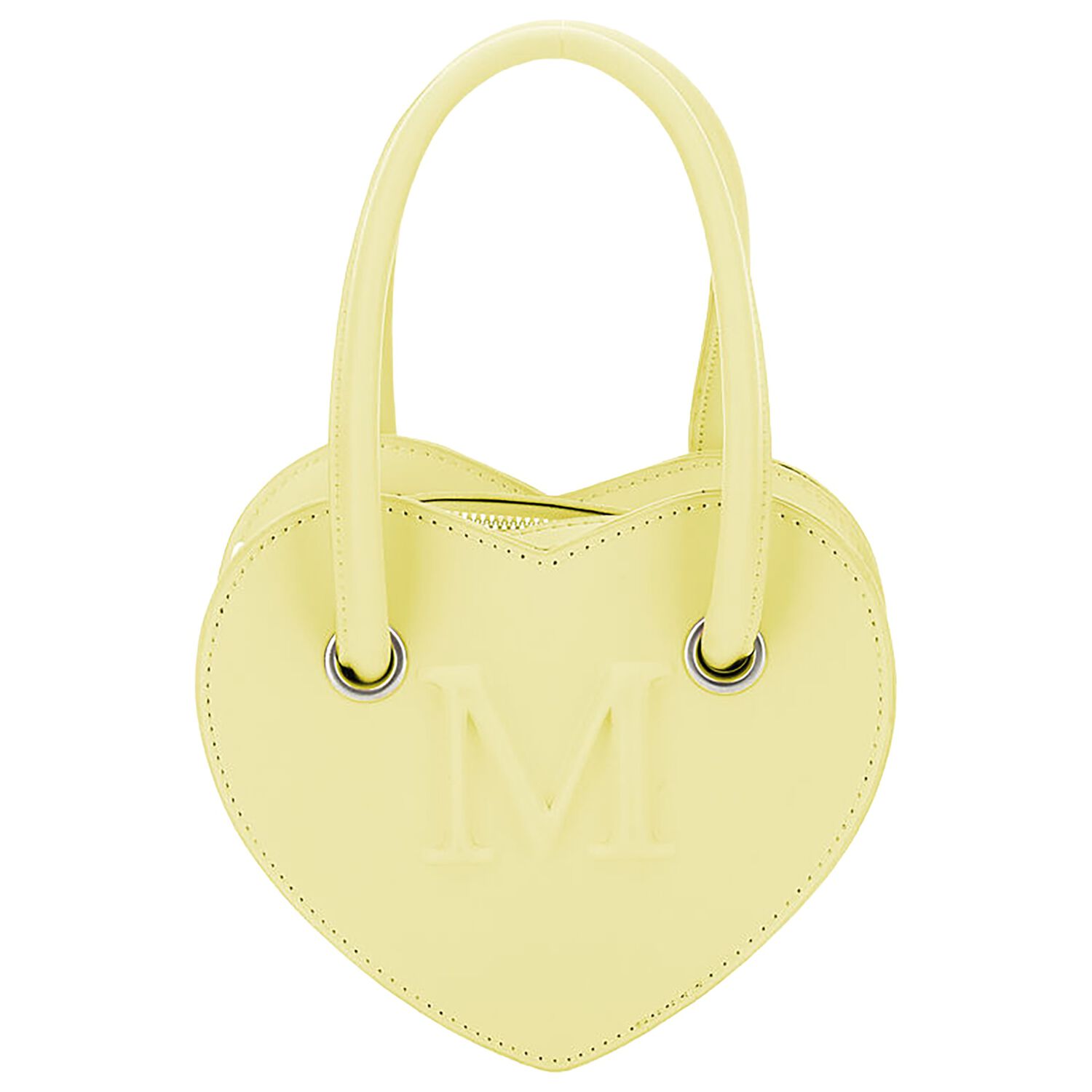 Girls Yellow Leather Heart Handbag, 1, hi-res