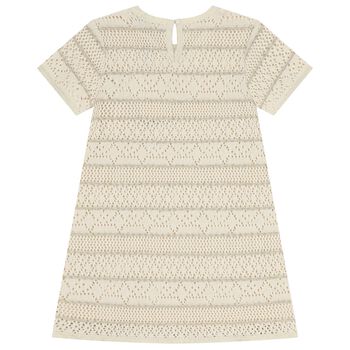 Girls Beige Logo Knitted Dress