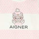 Baby Girls Ivory & Pink Teddy Bear Logo Babygrow, 3, hi-res