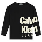 Boys Black Logo Long Sleeve Top, 1, hi-res