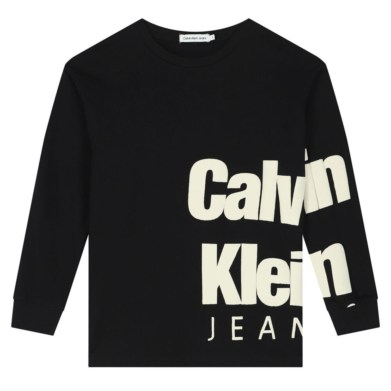 Boys Black Logo Long Sleeve Top, 1, hi-res