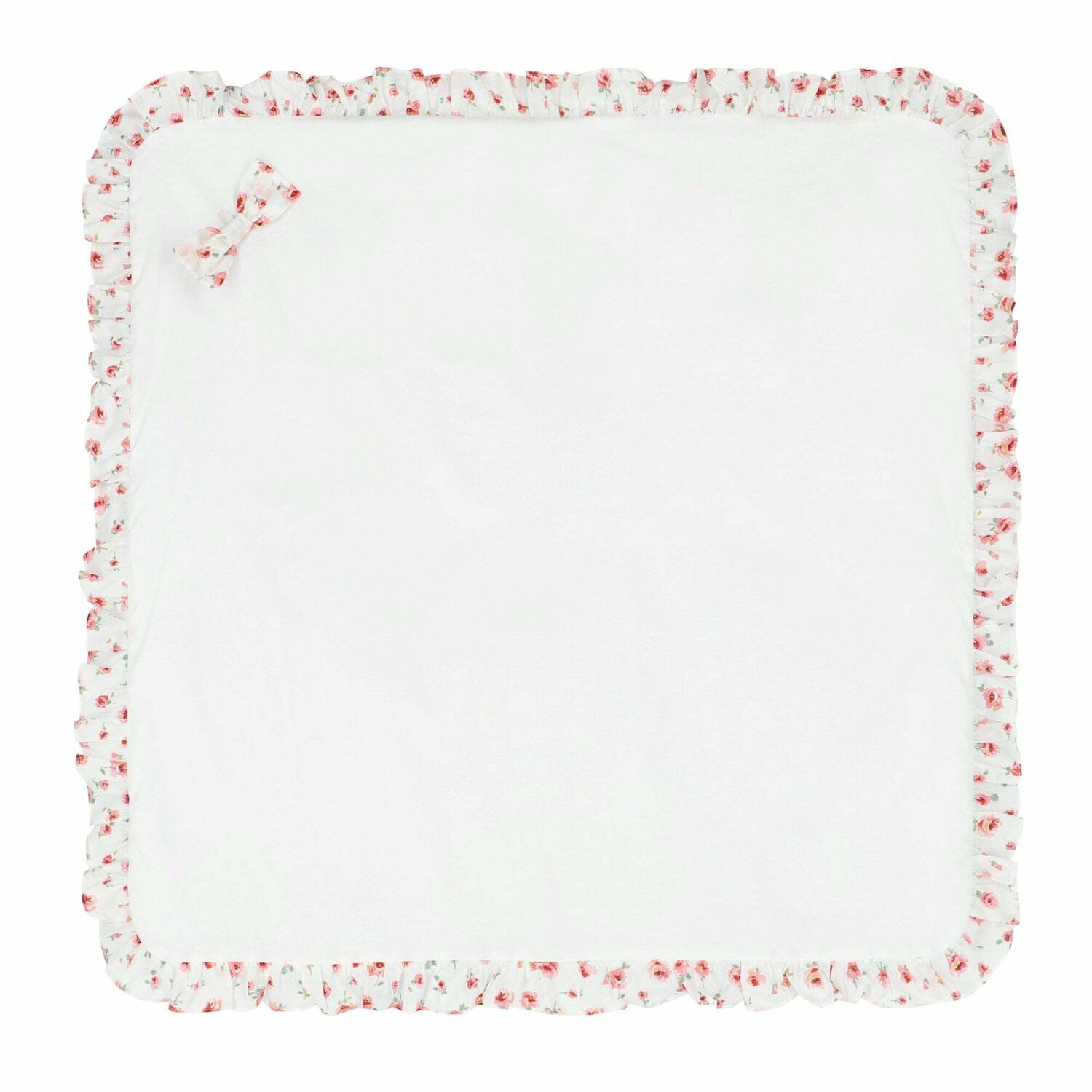Baby Girls White Floral Blanket, 1, hi-res