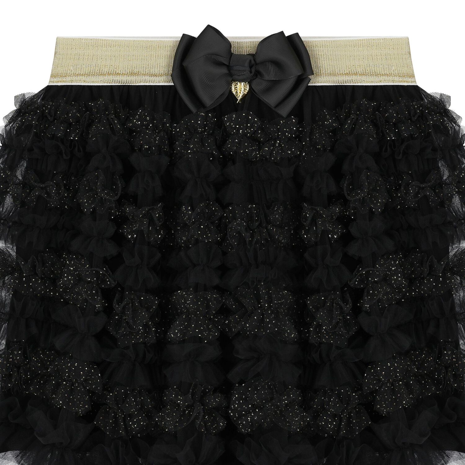 Girls Black & Gold Glitter Skirt, 1, hi-res