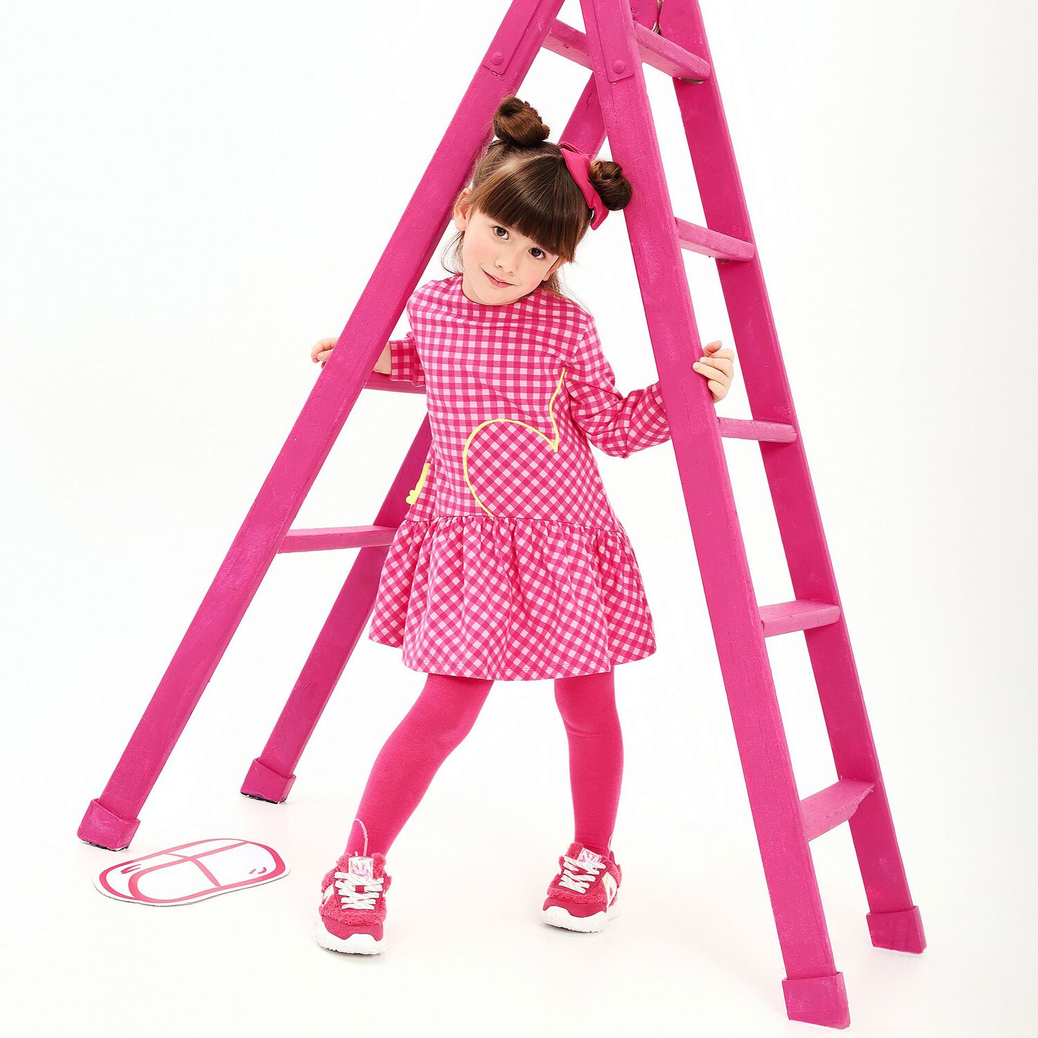 Girls Pink Gingham Dress Set, 1, hi-res image number null