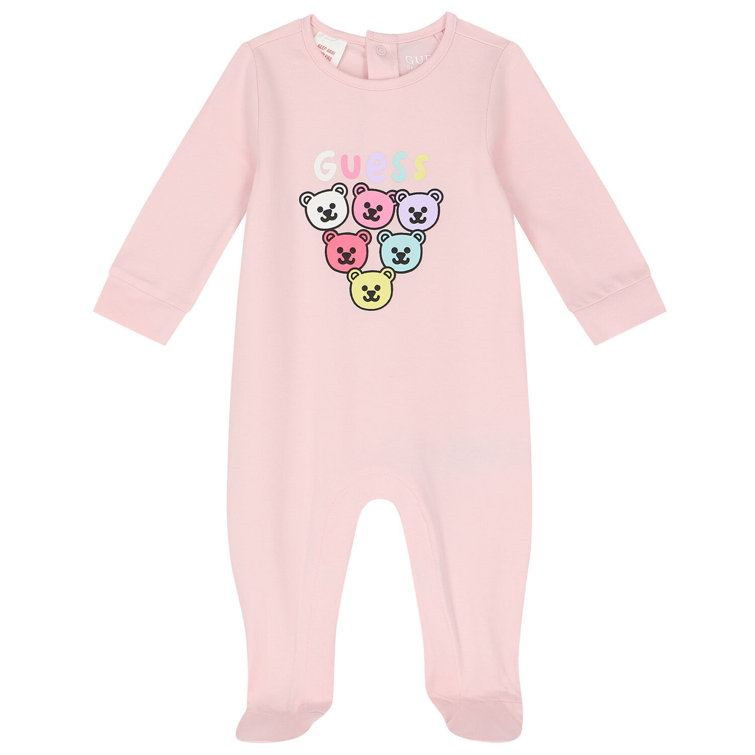 Baby Girls Pink Teddy Bear Logo Babygrow, 1, hi-res