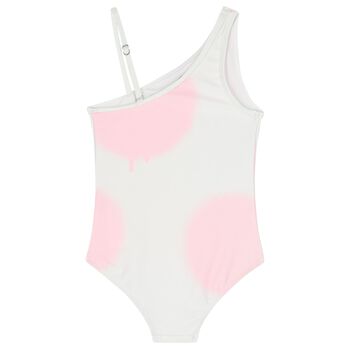 Girls Pink & White Logo Swmsuit