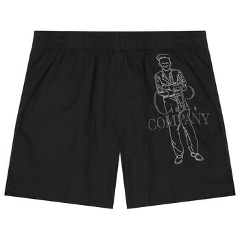 Boys Black Logo Swim Shorts