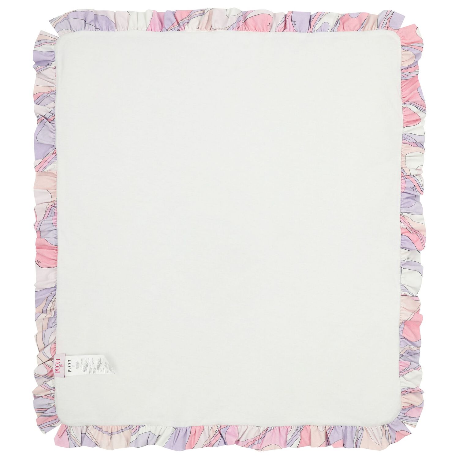 Baby Girls White & Pink Ruffled Iride Blanket, 2, hi-res
