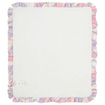 Baby Girls White & Pink Ruffled Iride Blanket