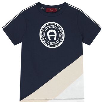Boys Navy Blue Logo T-Shirt